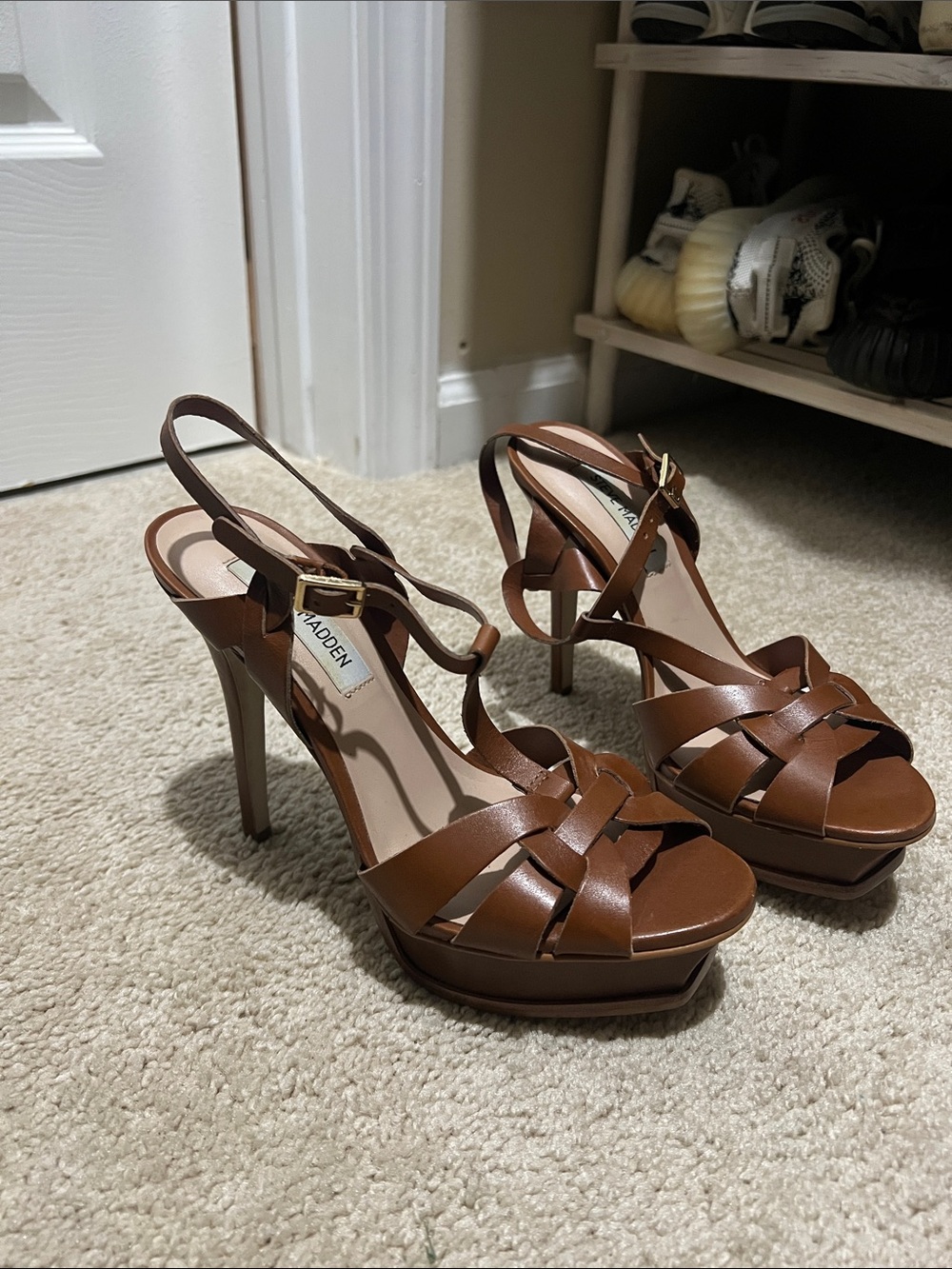 Steve Madden Brown Strappy Platform Sandals